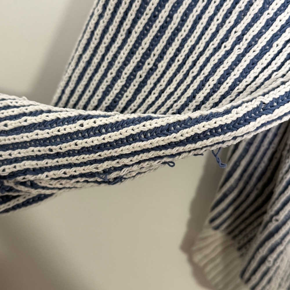 Aerie Sweater Womens Small Blue White Striped Polo Oversized Coastal Preppy - Picture 6 of 11